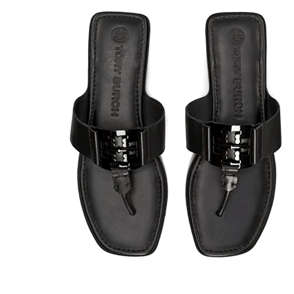 Tory Burch Black Logo Thong Sandal NIB - Picture 5 of 9